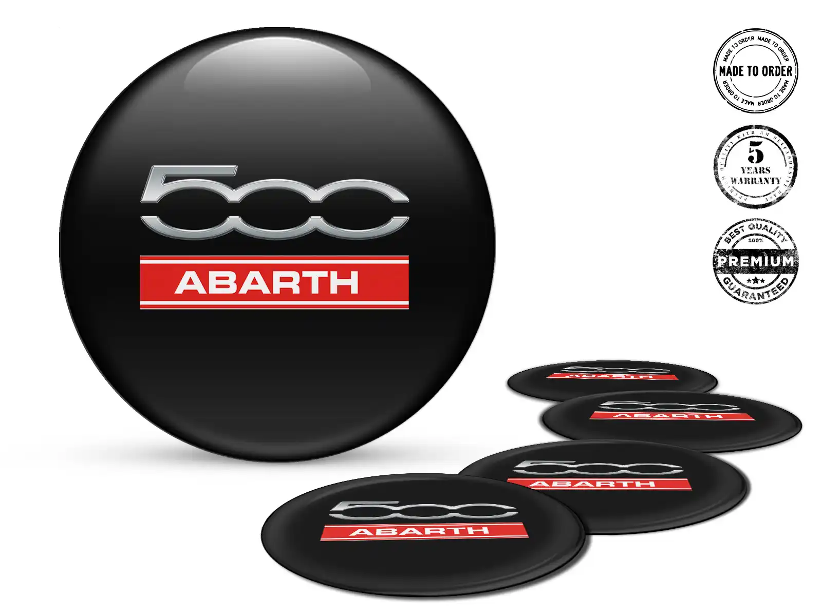 Fiat Abarth Édition Autocollants Cache-Moyeu Style Bombé